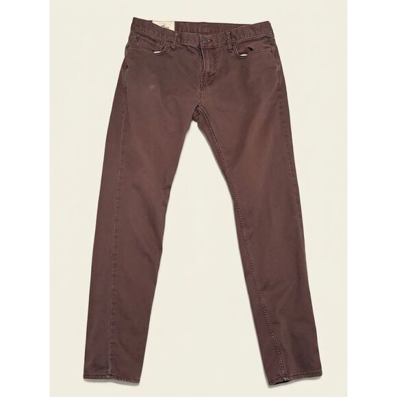 Hollister Other - Twill Pants Mens 33x32 Brown Mauve Slim Straight Leg Five Pocket Hollister